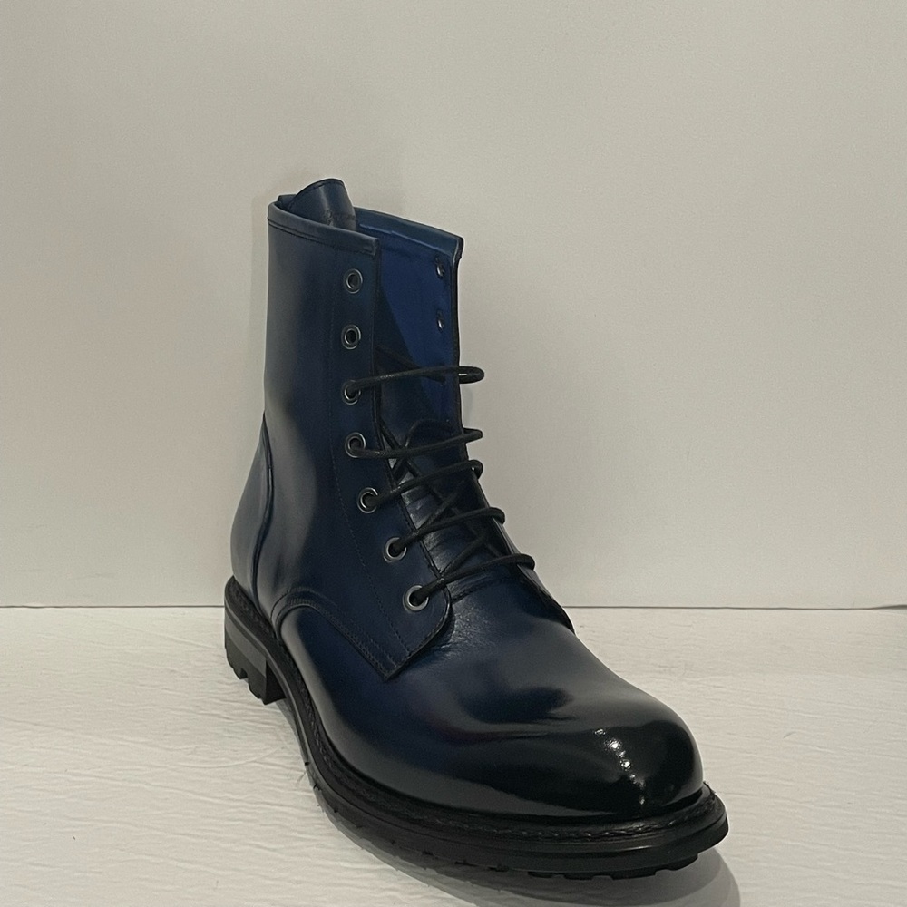 Emilio Franco Boot Chelsea navy round toe Italian leather black sole